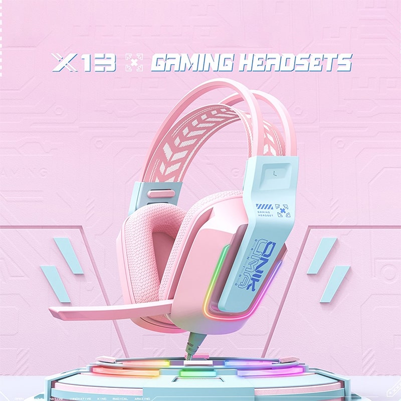 هدست گیمینگ اونیکوما مدل onikuma X13 RGB صورتی - Image 4