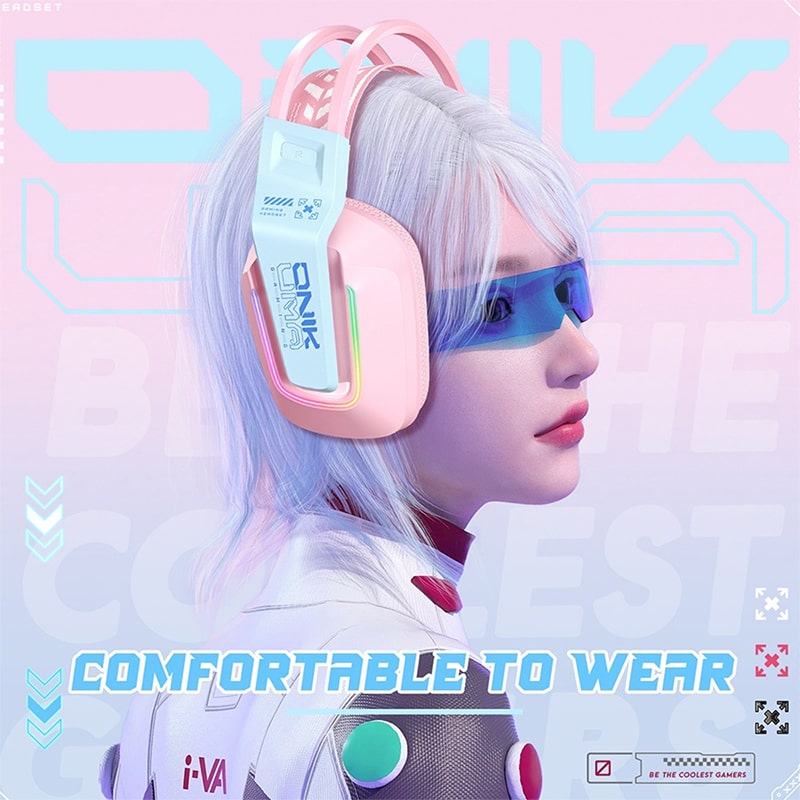 هدست گیمینگ اونیکوما مدل onikuma X13 RGB صورتی - Image 7