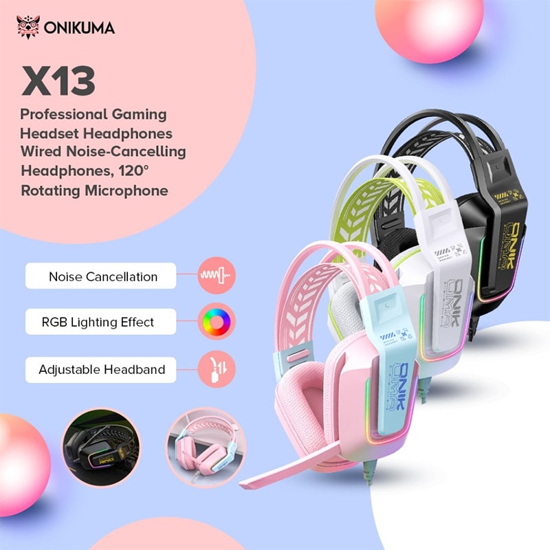 هدست گیمینگ اونیکوما مدل onikuma X13 RGB سفید - Image 10
