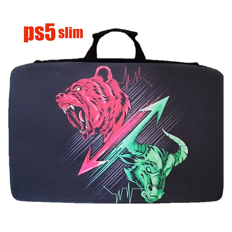 کیف حمل کنسول PS5 slim طرح گاو و خرس - Image 4