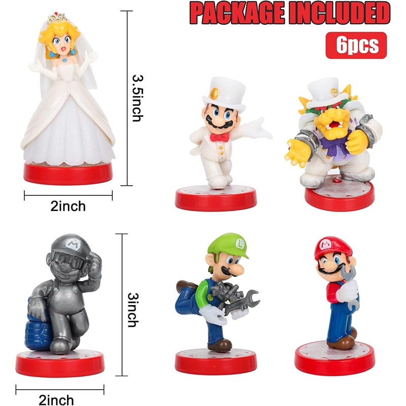 فیگور عروسی ماریو با پایه Super Mario مجموعه 6 عددی - Image 5