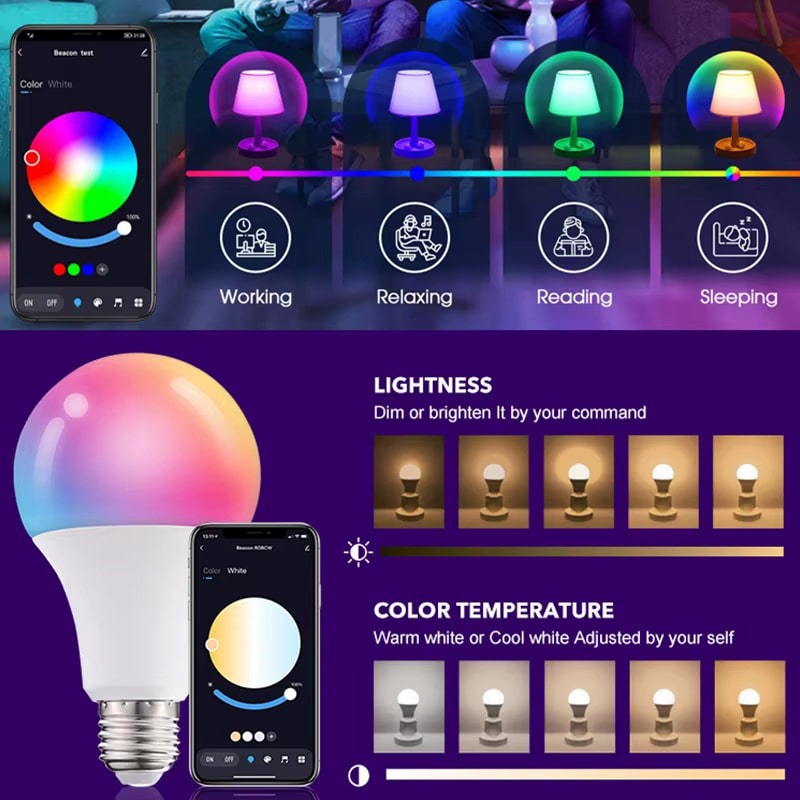 لامپ LED هوشمند RGB پایه E27 - Image 3