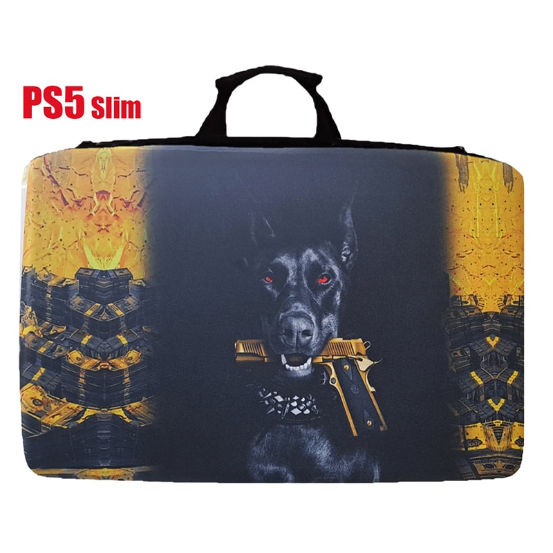 کیف کنسول PS5 اسلیم طرح Dog With Gun - Image 4