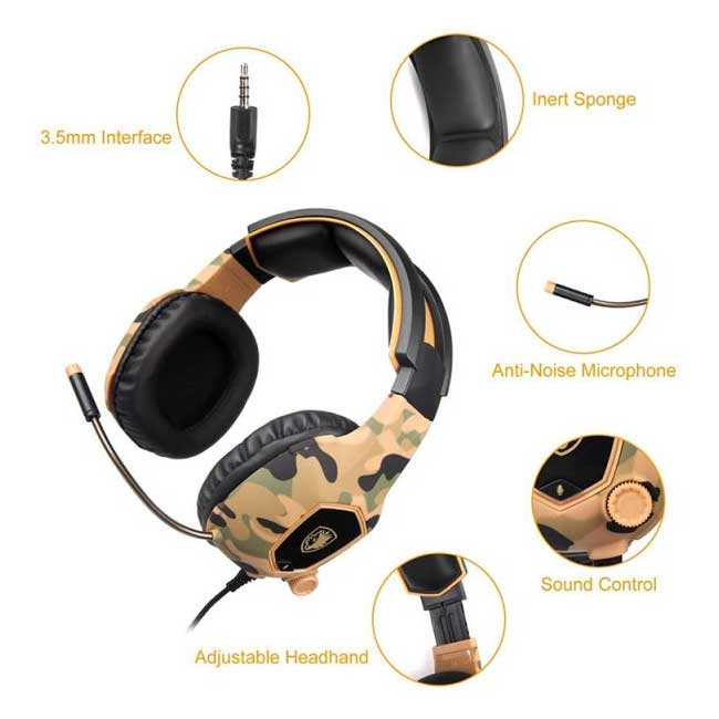 هدست گیمینگ سادس SADES مدل SA-818 خاکی ارتشی - Image 2