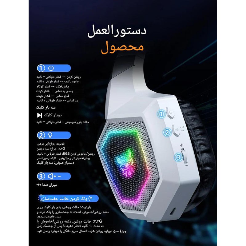 هدست بی سیم اونیکوما مدل Onikuma GT806 - Image 6