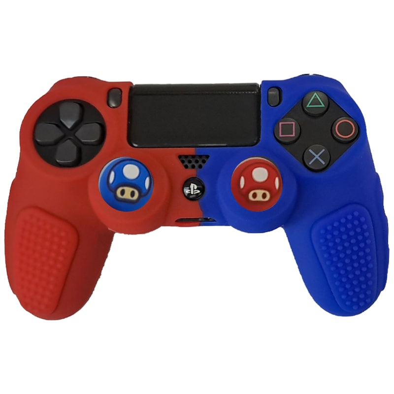 روکش دسته PS4 ضد لغزش دو رنگ آبی-قرمز - Image 5