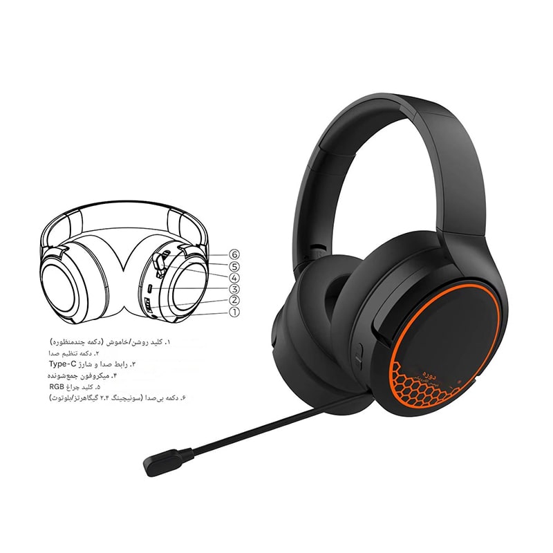 هدست بی سیم گیمینگ دابی مدل Dobe TP5-35110 RGB - Image 5