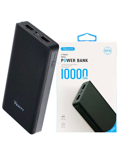 خرید پاور بانک 10000 میلی آمپر وریتی VERITY PU111 مشکی