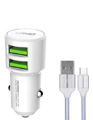 شارژر فندکی الدینیو مدل C309 به همراه کابل تبدیل USB-C