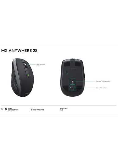 موس بی سیم لاجیتک MX Anywhere 2S Graphite - Image 2