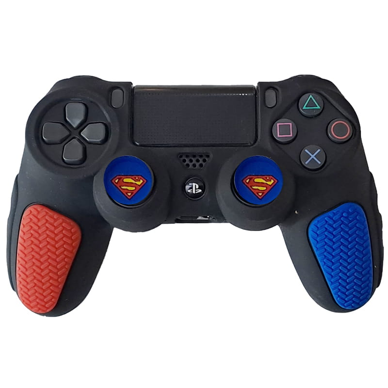 روکش دسته PS4 طرح ضد لغزش مشکی آبی-قرمز - Image 6