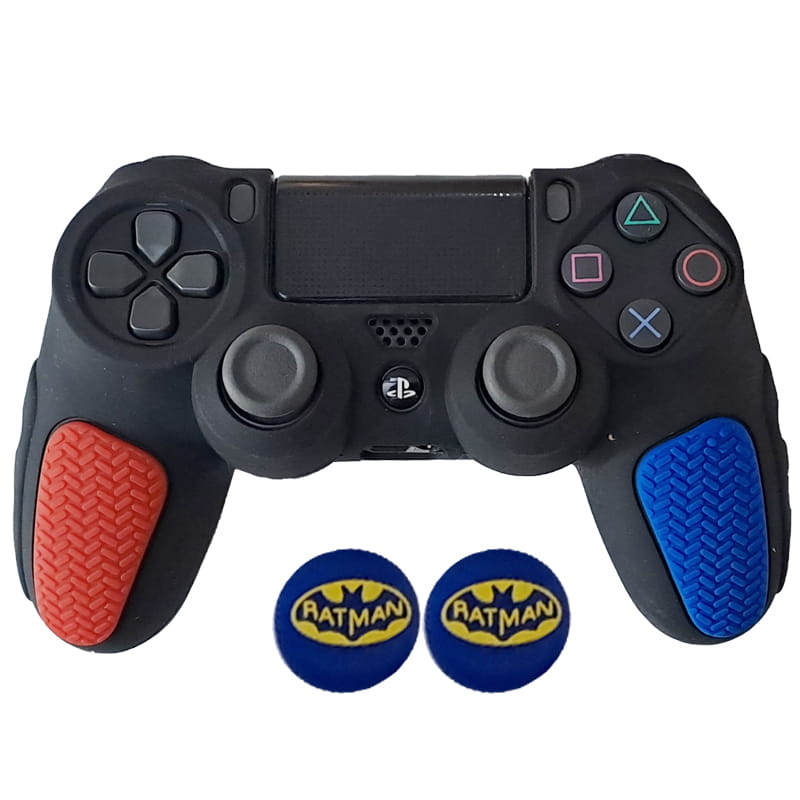 روکش دسته PS4 طرح ضد لغزش مشکی آبی-قرمز - Image 3