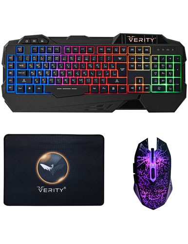 باندل گیمینگ وریتی Verity مدل V-KB6111GCW به همراه ماوس پد