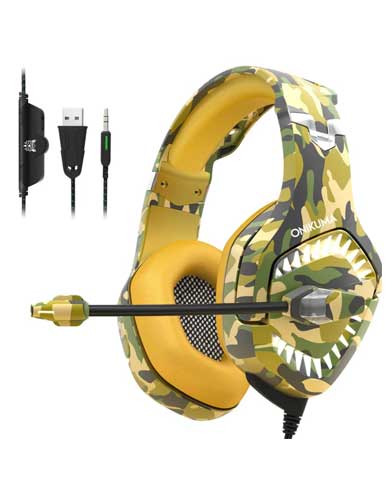 هدست گیمینگ اونیکوما مدل Onikuma K1B Pro Yellow Camo