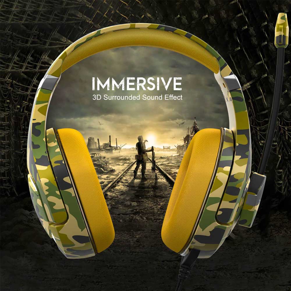 هدست گیمینگ اونیکوما مدل Onikuma K1B Pro Yellow Camo - Image 7