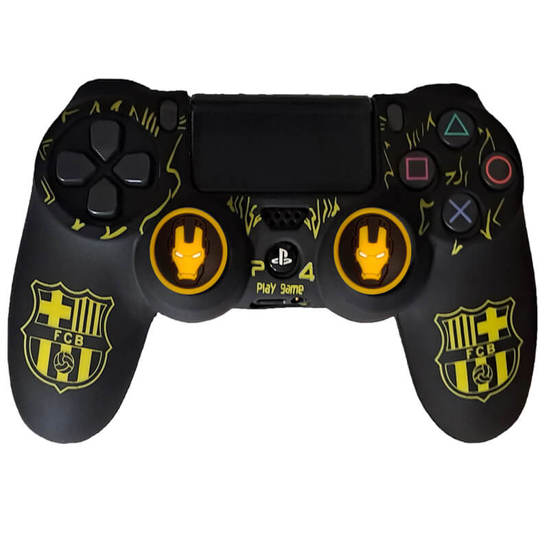 روکش دسته PS4 طرح FCB زرد با آنالوگ - Image 2
