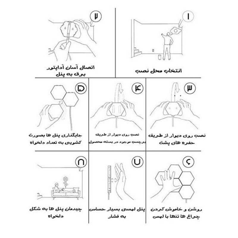پنل LED هوشمند لمسی شش ضلعی (6 عددی) - Image 10