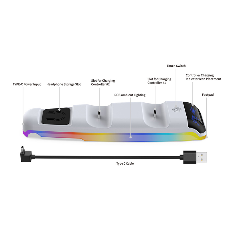 پایه شارژر دسته PS5 اسلیم دابی مدل TP5-3597 RGB - Image 7